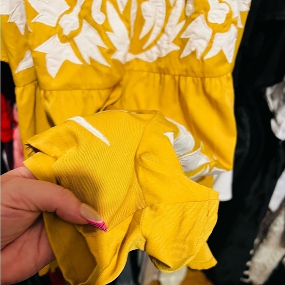 Free People Mustard Yellow Gold and White Detailed Romper - Picture 13 of 14